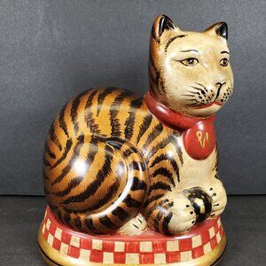Vintage Raymond Waites “Toyo” Ceramic Cat Figurine Striped Tiger Cat